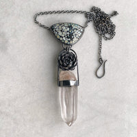 Turquoise and Quartz Necklace with Succulent